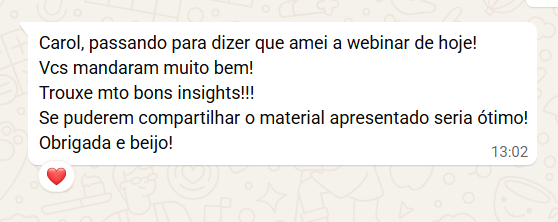 Print de feedback de participante