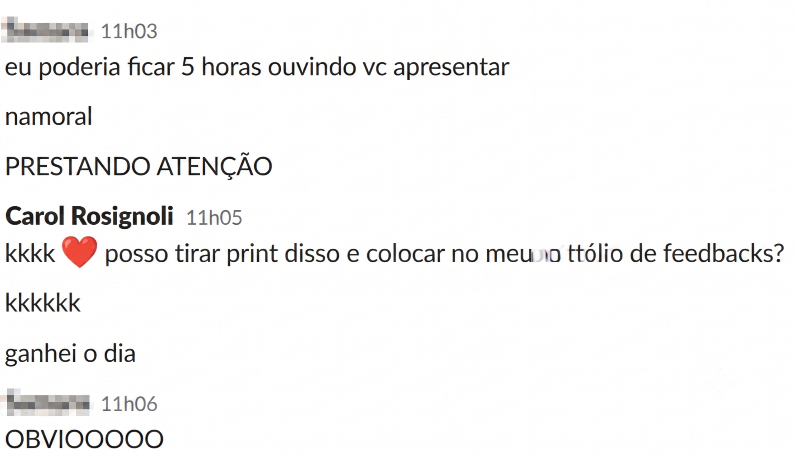 Print de feedback de participante