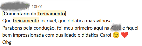 Print de feedback de participante